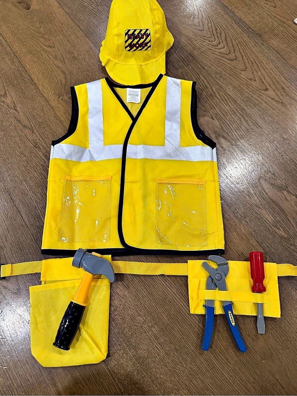 Kids Construction Worker Halloween Costume Set Yellow & Black - fits most Toddle